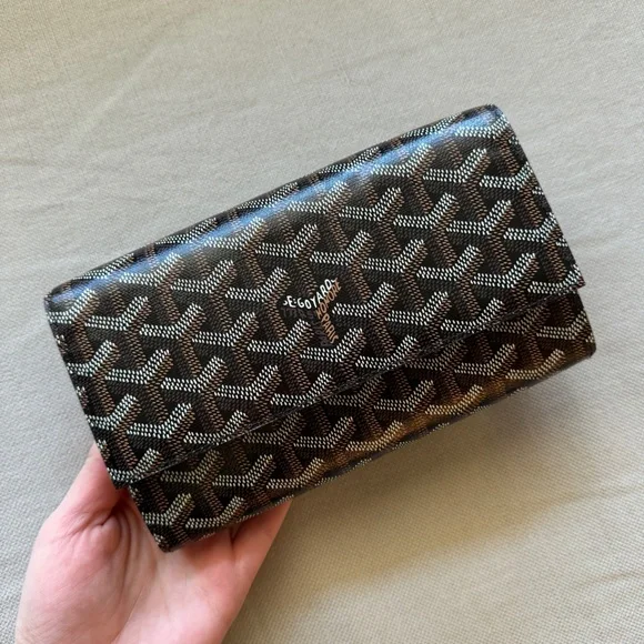 NWT🖤GOYARD🖤Varenne Continental Goyardine Canvas Calfskin Crossbody Bag - Picture 7 of 14